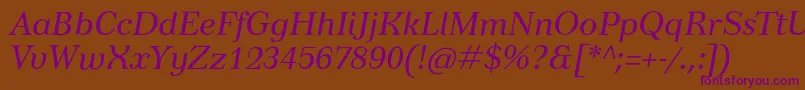 TusardecoItalic Font – Purple Fonts on Brown Background