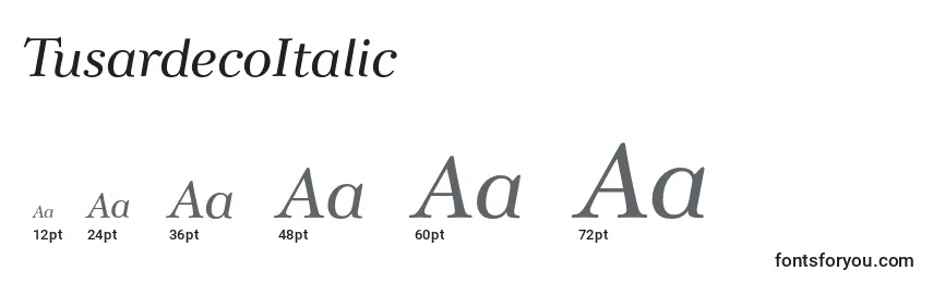 Размеры шрифта TusardecoItalic