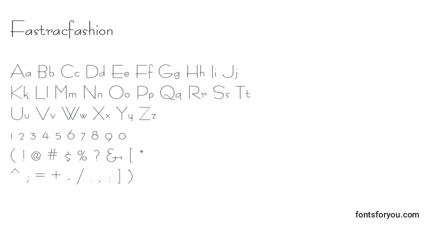Schriftart Fastracfashion – Alphabet, Zahlen, spezielle Symbole