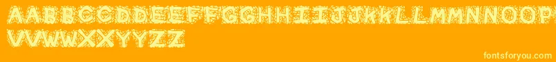 Gravel-Schriftart – Gelbe Schriften auf orangefarbenem Hintergrund