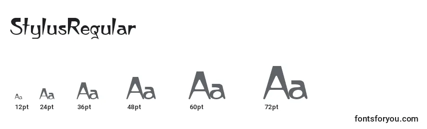 StylusRegular Font Sizes