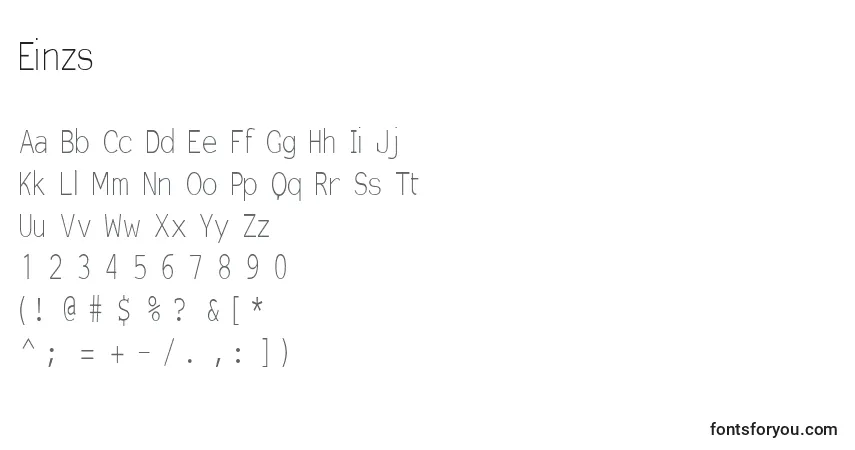 A fonte Einzs – alfabeto, números, caracteres especiais
