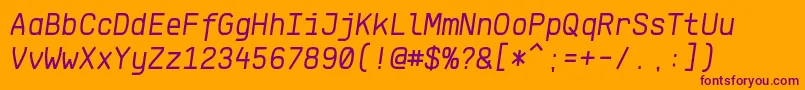 KlartextMonoItalic Font – Purple Fonts on Orange Background