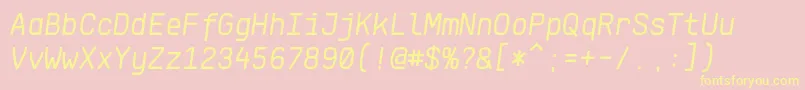 KlartextMonoItalic Font – Yellow Fonts on Pink Background