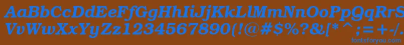 BookmanItcDemiItalicBt-Schriftart – Blaue Schriften auf braunem Hintergrund
