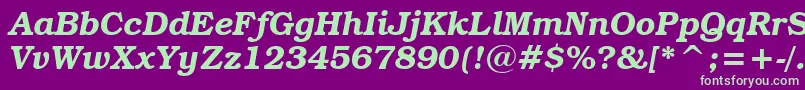 BookmanItcDemiItalicBt-fontti – vihreät fontit violetilla taustalla