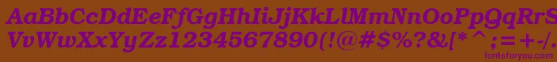 BookmanItcDemiItalicBt-fontti – violetit fontit ruskealla taustalla