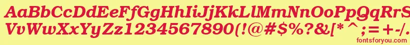 BookmanItcDemiItalicBt-fontti – punaiset fontit keltaisella taustalla