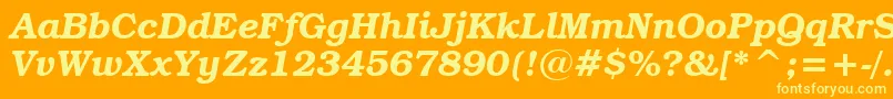 Шрифт BookmanItcDemiItalicBt – жёлтые шрифты на оранжевом фоне