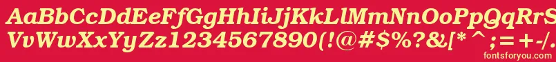 BookmanItcDemiItalicBt-Schriftart – Gelbe Schriften auf rotem Hintergrund