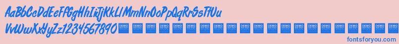 Fonte FreshDailyDemo – fontes azuis em um fundo rosa