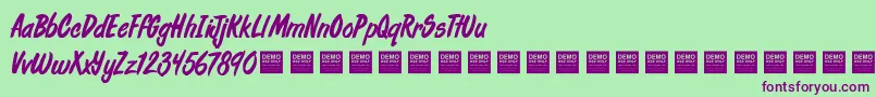 FreshDailyDemo Font – Purple Fonts on Green Background