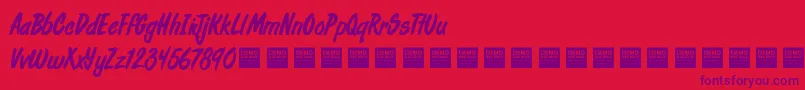 Czcionka FreshDailyDemo – fioletowe czcionki na czerwonym tle