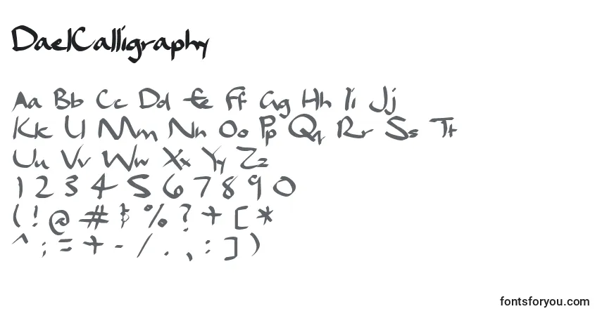 Czcionka DaelCalligraphy – alfabet, cyfry, specjalne znaki