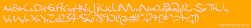 DaelCalligraphy-fontti – vaaleanpunaiset fontit oranssilla taustalla