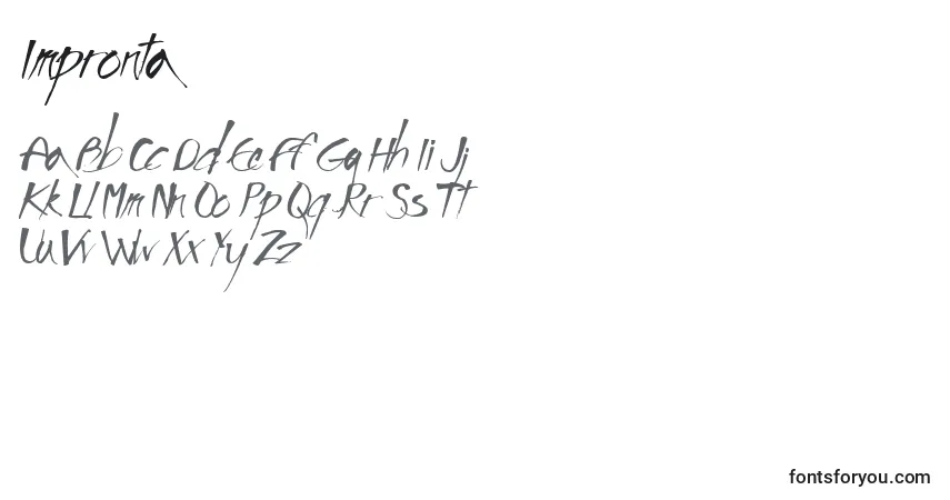Schriftart Impronta – Alphabet, Zahlen, spezielle Symbole