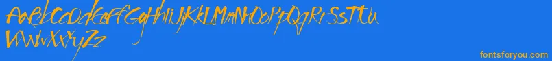 Impronta Font – Orange Fonts on Blue Background