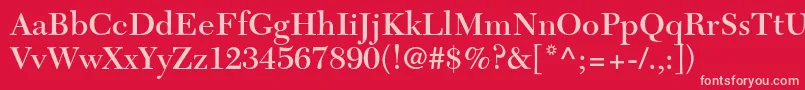 NewcaledonialtstdSemibd Font – Pink Fonts on Red Background