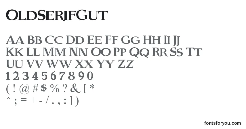 A fonte OldSerifGut – alfabeto, números, caracteres especiais