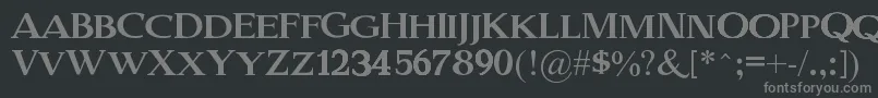 OldSerifGut-fontti – harmaat kirjasimet mustalla taustalla