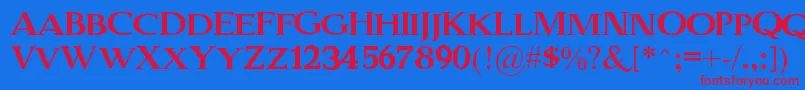 Czcionka OldSerifGut – czerwone czcionki na niebieskim tle