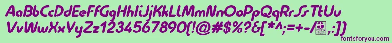 QuesatBlackItalicDemo Font – Purple Fonts on Green Background