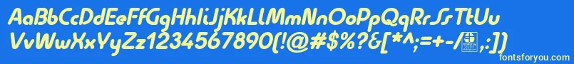 QuesatBlackItalicDemo Font – Yellow Fonts on Blue Background