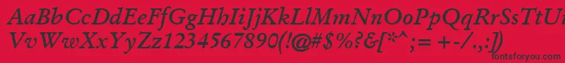 フォントGaramondKursivHalbfett – 赤い背景に黒い文字