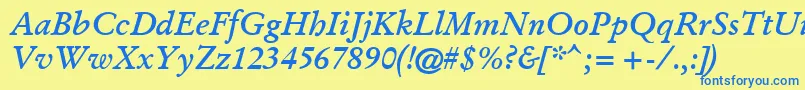 GaramondKursivHalbfett Font – Blue Fonts on Yellow Background