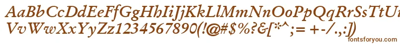 GaramondKursivHalbfett-fontti – ruskeat fontit valkoisella taustalla