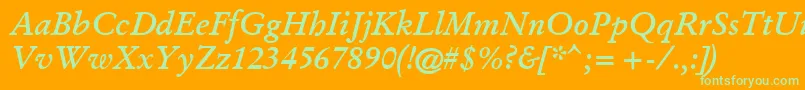 GaramondKursivHalbfett Font – Green Fonts on Orange Background