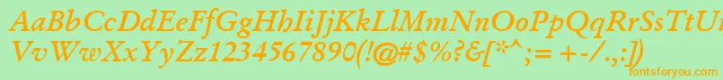 GaramondKursivHalbfett Font – Orange Fonts on Green Background