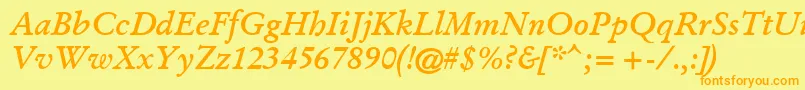 GaramondKursivHalbfett Font – Orange Fonts on Yellow Background