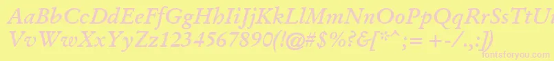 Шрифт GaramondKursivHalbfett – розовые шрифты на жёлтом фоне