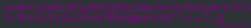 フォントGaramondKursivHalbfett – 黒い背景に紫のフォント