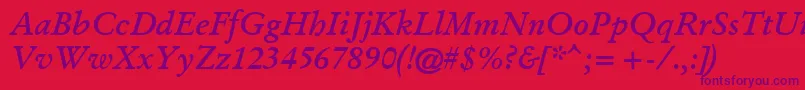GaramondKursivHalbfett Font – Purple Fonts on Red Background