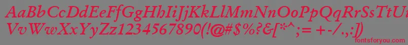 GaramondKursivHalbfett Font – Red Fonts on Gray Background