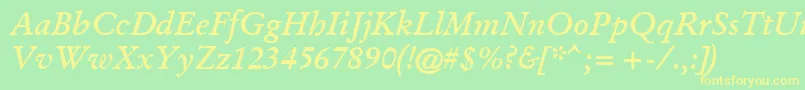 GaramondKursivHalbfett Font – Yellow Fonts on Green Background