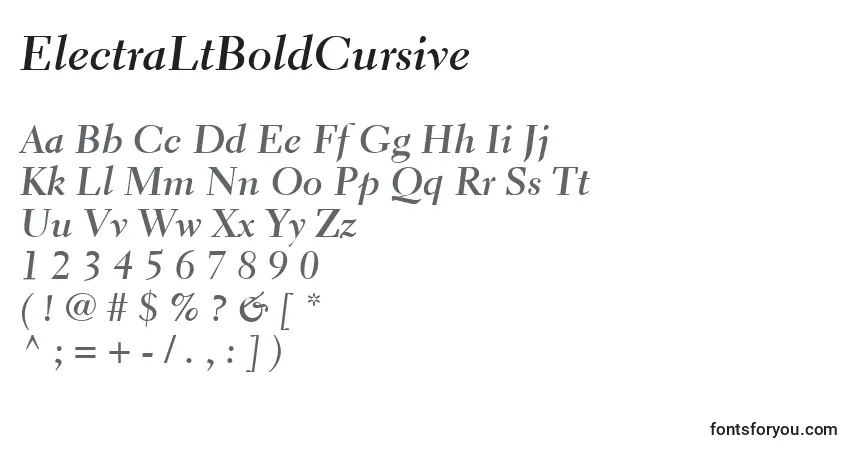 Czcionka ElectraLtBoldCursive – alfabet, cyfry, specjalne znaki
