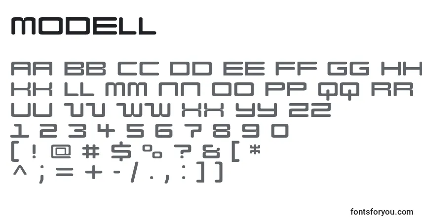 Шрифт Modell – алфавит, цифры, специальные символы