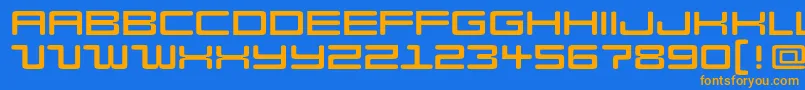 フォントModell – オレンジ色の文字が青い背景にあります。