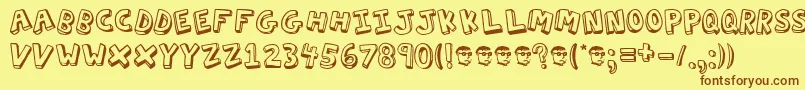 Actionj Font – Brown Fonts on Yellow Background