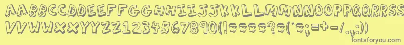 Actionj-Schriftart – Graue Schriften auf gelbem Hintergrund
