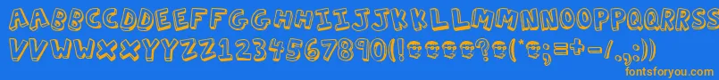 Actionj Font – Orange Fonts on Blue Background