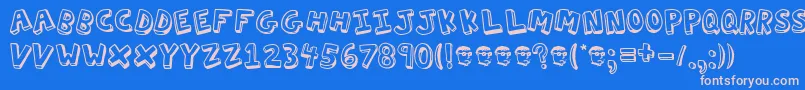 フォントActionj – ピンクの文字、青い背景
