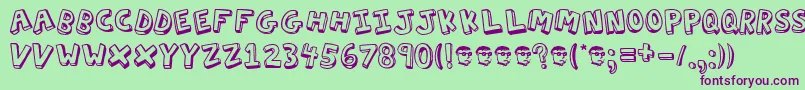 Actionj Font – Purple Fonts on Green Background