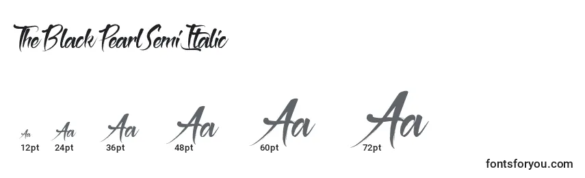 TheBlackPearlSemiItalic Font Sizes