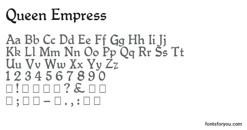 Queen Empress-fontti – aakkoset, numerot, erikoismerkit