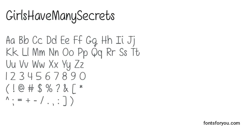 GirlsHaveManySecrets-fontti – aakkoset, numerot, erikoismerkit