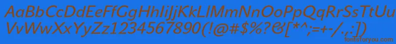 JohnsansWhiteProBoldItalic Font – Brown Fonts on Blue Background